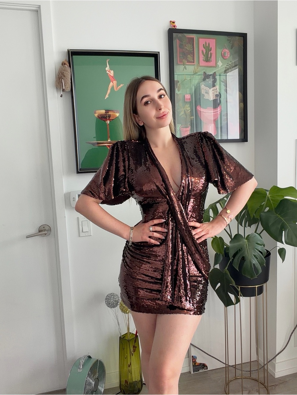 Stunning Sequin Mini Dress – Chocolate Brown | Size M